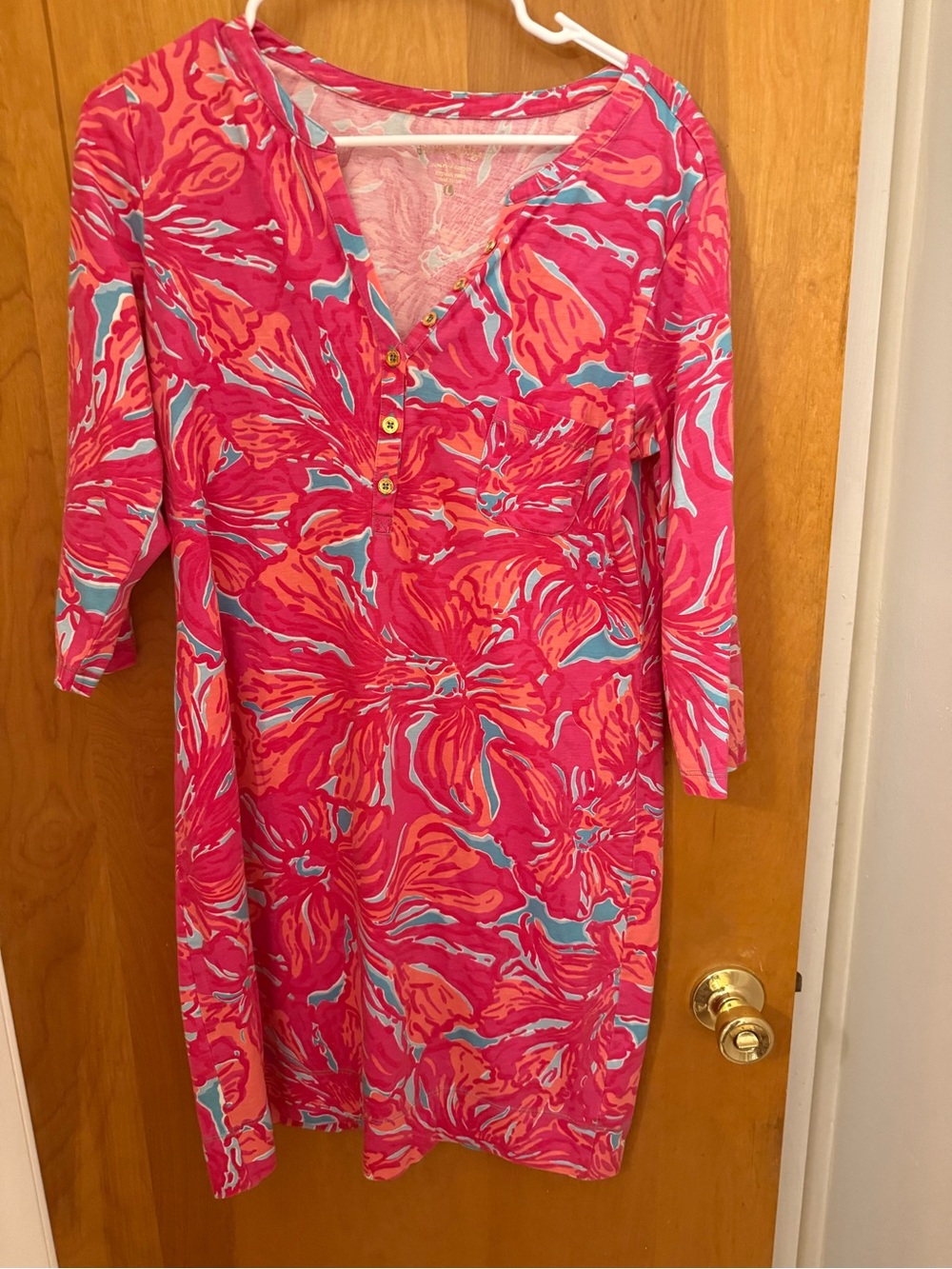 Lilly Pulitzer Pink and Aqua Floral Mini Shift Dress